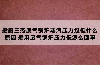 船舶三杰废气锅炉蒸汽压力过低什么原因 船用废气锅炉压力低怎么回事